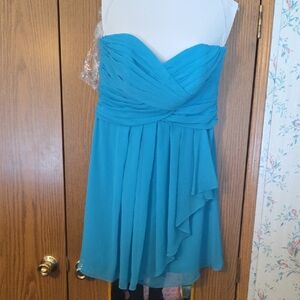 David's Bridal Elegant Blue Strapless Dress